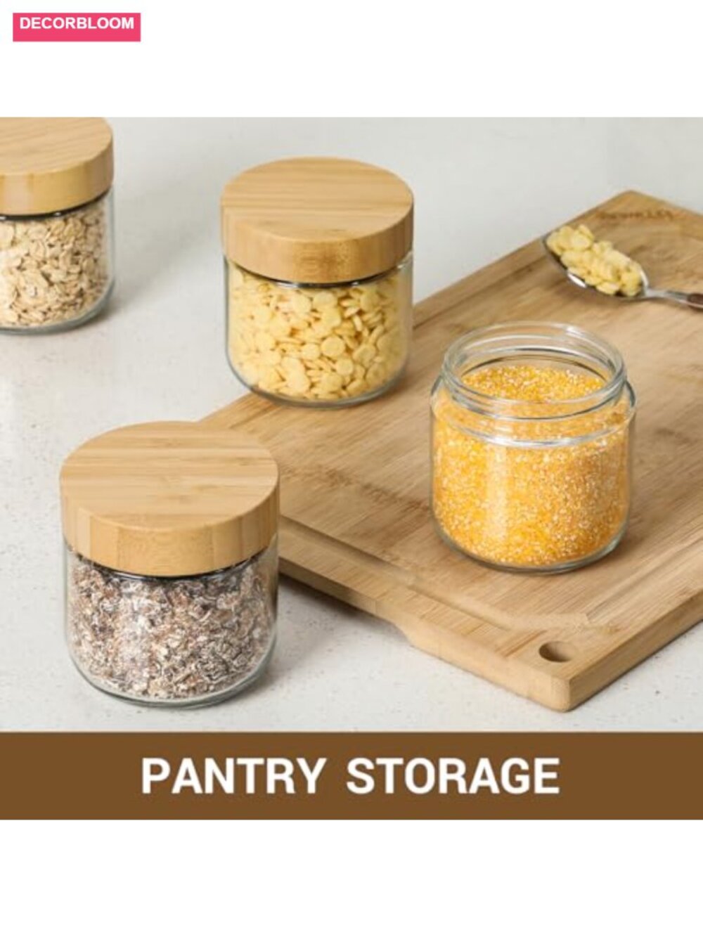 4-Pack 8oz Glass Jars with Airtight Bamboo Lids, Food Storage - Picture 5 of 6